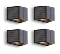 CALEX Caserta Applique Murale Solaire, Lot de 4, Éclairage Haut et Bas Extérieur, Lampe de Jardin Alimentée par Énergie Solaire, Étanche, Noir