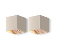 CALEX Falerna Applique Murale Extérieure Rechargeable, Lot de 2, Lampe à Piles, Éclairage Haut et Bas, Étanche IP44, Variable, Sable