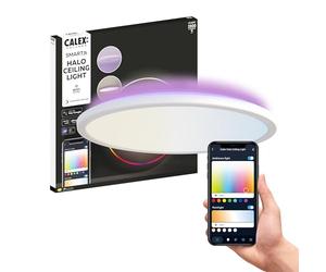 CALEX Halo Plafonnier Connecté 40cm, RGB & Blanc Chaud, Wi-Fi, Blanc | Contrôlez l’éclairage connecté à la voix et réglez couleurs, scènes, routines et minuteries dans l’appli Calex Smart