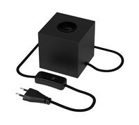 CALEX Lampe de Table Cube, E27, Noir, Sans Ampoule, Max 40W, câble 1.8M avec interrupteur