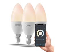 CALEX Lampe LED Intelligente - Lot de 3 - E14 - Ampoule LED WiFi en forme de bougie - Lumière blanc chaud - Fonctionne avec l'application, Amazon Alexa et Google Home - 5W