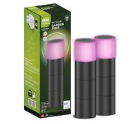 CALEX Lot de 2 Lampes Jardin Outdoor LED WiFi, RGB, Blancs CCT ajustables, Alexa/Google/Siri, Dimmable, Noir, IP54