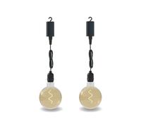 CALEX Lot de 2 Lampes suspendues extérieures avec ampoule filament dorée, Éclairage suspendu à batterie, Luminaire décoratif à piles, 4 lumens lumière douce