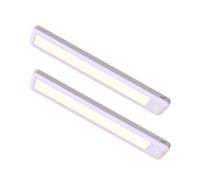 CALEX Lot de 2 Spot On Éclairage de meuble et armoire LED sans fil avec capteur de mouvement, 27 cm, Batterie rechargeable, Installation avec crochet, aimant ou Ruban adhésive double face, 120 lumens
