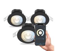 CALEX Lot de 3 Spots Encastrés LED Connectés WiFi, 4,9W 345lm, orientables, Alexa/Google/Siri, Noir, Blancs 2700-6500K, Dimmable