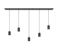 CALEX Luminaire Suspensions rétro, avec 5 suspensions, Luminaire salle à manger, Luminaire de salon en métal, 133 x 14 x 2,5 cm (LxPxH), Noir