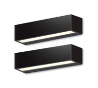 CALEX Modena Applique Murale, Éclairage Bas, Intérieur & Extérieur, LED Intégrée, Lumière Blanc Chaud, 26 cm, Étanche, Noir, 2-Pack