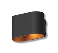 CALEX Potenza Applique Murale LED Extérieure, Éclairage Haut et Bas pour Jardin, Lampe Étanche IP44, 4.5W, Noir et Or, Aluminium