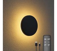 CALEX Siderno Applique Murale Extérieure Rechargeable 20 cm, Lampe à Piles, Utilisation Intérieure et Extérieure, Étanche IP44, Éclairage Indirect, Variable, Noir