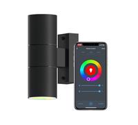 Calex Smart Applique Murale bidirectionnelle connectée, avec 2 GU10, Contrôlable via App, Compatible Alexa, Google Home et raccourcis Siri, Couleurs RGB et blancs ajustables, Intérieur/Extérieur, Noir