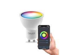 CALEX Spot LED Connecté, GU10, PAR16, RGB & Blanc Chaud, Wi-Fi, Blanc | Contrôlez l’éclairage connecté à la voix et réglez couleurs, scènes, routines et minuteries dans l’appli Calex Smart