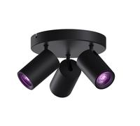 CALEX Spot LED Connecté WiFi, 3 lumières, orientable, Alexa/Google/Siri, Rond, Noir, Dimmable, contrôlable via app