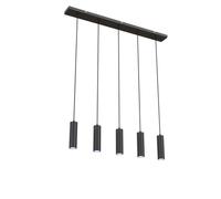 CALEX Suspension Connectée, 5 Lumières, Avec GU10, RGB & Blanc, Wi-Fi, Noir | Plafonnier moderne pour la table, l’îlot de cuisine ou le plan de travail - Hauteur réglable