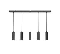 CALEX Suspension Ronde, 5 Cylindres, Sans Ampoule GU10, Noir | Design tubulaire minimaliste pour la table, l’îlot ou le salon - Hauteur réglable
