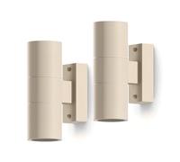 CALEX Turin Applique Murale, Intérieur & Extérieur, 2× Douille GU10, Forme Cylindrique, Éclairage Haut & Bas, Étanche, Sans Ampoule, Couleur Sable