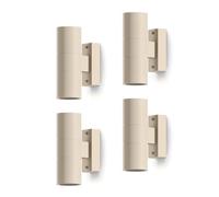 CALEX Turin Applique Murale, Intérieur & Extérieur, 2× Douille GU10, Forme Cylindrique, Éclairage Haut & Bas, Étanche, Sans Ampoule, Couleur Sable, 4-Pack