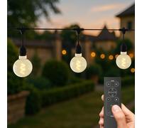CALEX Vista Guirlande XL 10 m, 8 Grandes Ampoules, Lumière Blanc Chaud, Guirlande Étanche IP44, Éclairage Chaleureux, Télécommande Incluse
