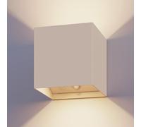 CALEX Volterra Applique Murale Cube Rechargeable, Éclairage Haut et Bas à Piles, Utilisation Intérieure et Extérieure, Étanche, Sans Fil, Détecteur de Mouvement, Sable