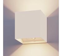 CALEX Volterra Applique Murale Cube Rechargeable, Éclairage Haut et Bas à Piles, Utilisation Intérieure et Extérieure, Étanche, Sans Fil, Détecteur de Mouvement, Blanc