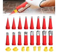 Calfeutrage Buse Applicateur Réutilisabl,24 Pièces Buses en Acier Inoxydable Monobloc,Kit D'outils Universel Intégré en Caoutchouc,Buse Universelle en Caoutchouc Intégrée,Nozzle Tool