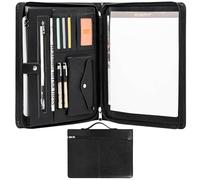 Calfinder vintage Porte-documents, conferencier Cuir, Porte documents, Bloc Note Portfolio, Support pour bloc-notes format avec organiseur de Conférencier porte-documents,cadeau pour homme,Noir