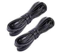 CALFOVERA 10 m 2 pièces Cordon en Cuir PU Brillant Lacet Double Face 4mm Plat Souple Pliable pour la Fabrication de Bracelets Bijoux et Colliers (Noir)