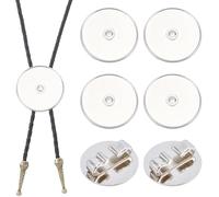 CALFOVERA 10 Pince à Cravate Bolo Vierge Style Western Cowboy Sertie de Cabochons Ronds en Alliage Boucle pour Élastique à Cheveux Idéale pour la Création de Bijoux Cadeau pour Père Ou Mari Cordon