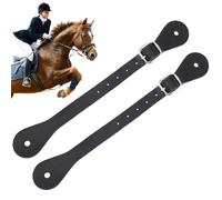 CALFOVERA 2 étrier en Cuir de Vachette de 22.5cm de Haut Simple Épaisseur Réglable avec Boucle pour Selles et Équitation Anglaise (Noir)