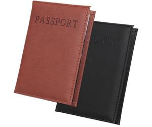 CALFOVERA 2 Porte Passeport de Voyage en Cuir PU 2 Couleurs Protection RFID Étui Portefeuille Pliable Étanche Idéal pour Les Voyages D'Études à L'Étranger Ou Les Croisières.