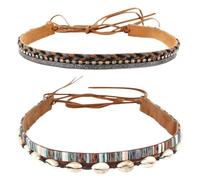 CALFOVERA 2PCS Faux Suede Western Cowboy Shell Hatband 2 Styles Cuir Perlé Corde Chapeau Ceinture Remplacement Classique Rural Cowgirl Hatbands Ceintures Ethniques pour Femmes Hommes Rancher Fedora