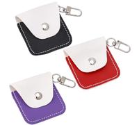 CALFOVERA 3 Pochette de Rangement en Cuir PU 3 Couleurs pour Bijoux de Sport Porte Clés Portable Vintage pour Alliances Porte Clés Souple de Voyage pour Médiators de Guitare Cadeau pour Femmes