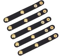CALFOVERA 5 pièce Double Poignée Supérieure en Cuir Véritable pour Sac Fourre Tout avec Boutons Pression Fermeture Antidérapante 2 Attaches Latérales Clips en Cuir pour Bandoulière (Noir)
