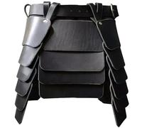 CALFOVERA Armure de Cuisse médiévale en Faux Cuir de Cuisse Rétro à Trois Côtés Style Viking Médiéval Ceinture Large Jupe D'Armure en Cuir PU Jupe de Chevaliers Mercenaires pour Costume (Noir)