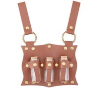 CALFOVERA Boucle de Ceinture en Cuir PU D'Alchimie Médiévale avec 3 Bouteille de Potion en Liège Flacon Magique de Potion Renaissance Accessoires de Cosplay Ceintures Historiques pour Jeux