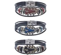 CALFOVERA Bracelet en Cuir Synthétique Tressé Style Rétro Style Punk Multicouches Style Rock Ethnique Tribal Empilable pour Homme Passionné de Musique Cadeau