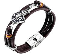 CALFOVERA Bracelet Manchette Multicouche pour Homme Style Saxophone en Cuir Tressé PU Inspiré du Jazz et du Jazz. Bracelet Ethnique Tribal Empilable Orné d'un Cordon pour Les Musiciens de Jazz