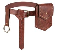 CALFOVERA Ceinture en Cuir PU Style Renaissance Sacoche Banane Style Viking Marron Noix de Coco Boucle en Alliage Vintage Rétro Médiévale Idéale pour Un Cosplay de Pirate Un Festival Ou Un Costume