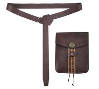 CALFOVERA Ceinture en Similicuir Marron Style Médiéval avec Pochette Intégrée Idéale pour Un Costume de Pirate Médiéval de Style Renaissance Ou Viking Parfait pour Les Jeux de Rôle Grandeur