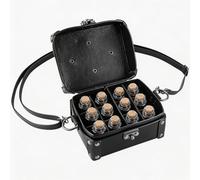 CALFOVERA Coffret à Potions en Cuir PU Boîte D'Alchimie Médiévale Portable avec Bandoulière Ajustable Ensemble Porte Bijoux et Dés avec 12 fiole de Potion en Liège pour Costume de Reconstitution