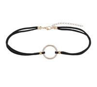CALFOVERA Collier Ras du Cou en Imitation Daim avec Anneau en O pour Femme | Collier Gothique Doré à Double Rang avec Cordon Noir Ajustable et Chaînette D'Extension en Alliage Style Karma Circle