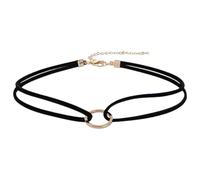 CALFOVERA Collier Ras du Cou Karma en Suédine Synthétique Noire Style Gothique avec Chaîne et Cordon Doré. Bijou Classique Ras du Cou avec Rallonge Idéal pour Une Déco Bohème Estivale.