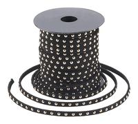 CALFOVERA Cordon Plat en Imitation Daim Clouté de 18.3 m Ruban Orné de Rivets Punk Lacet en Cuir Microfibre Corde pour la Création de Bijoux Bracelets et Loisirs Créatifs (Noir); Argent