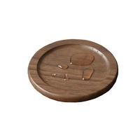 CALFOVERA Dessous de Verre en Bois Noir de 9cm Rainuré en Noyer Naturel Rond Protection de Table Tapis de Tasse à Café Résistant à la Chaleur Coussinets Isolants Thermiques Soucoupes pour Bar