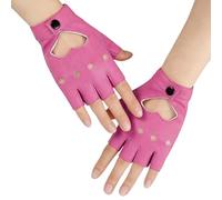 CALFOVERA en Cuir PU sans Doigts avec Découpe en Forme de Cœur Mitaines Demi Doigts Steampunk Love Ajouréess en Cuir Gothiques Punk pour Le Sport en Extérieur pour Femmes et Hommes