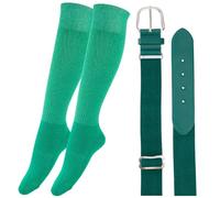 CALFOVERA Ensemble Ceinture et Chaussettes de Baseball de Couleur Unie Chaussettes Élastiques Montantes pour Le Sport D'Équipe D'Élite Ceinture de Softball Réglable en Cuir PU et Polyester