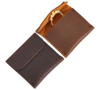 CALFOVERA Estuche Pequeño de Cuero Sintético Para Anillos, Organizador de Joyas, Para Viajes, Bodas, Compromisos, Propuestas, Pendientes, Color Marrón, 2 unidad