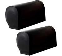 CALFOVERA Housse D'Accoudoir en Cuir PU Imperméable Style Vintage Antidérapante Extensible Noire pour Fauteuil Inclinable Canapé Fauteuil