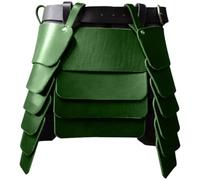 CALFOVERA Jupe de Chevalier Mercenaire Rétro à Trois Côtés en Cuir PU avec Large Ceinture à Boucle Style Viking Médiéval pour Déguisement de Cosplay LARP (Vert)