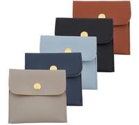 CALFOVERA Pochette de Rangement en Cuir PU pour Bijoux 5 Couleur avec Bouton Pression Mini Rouge à Lèvres Pochette d'emballage pour Bijoux Organiseur de Poche pour Boucles d'oreilles Colliers