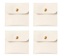 CALFOVERA Pochette de Voyage Portable en Cuir PU pour Bijoux Sac de Rangement Beige pour Rouge à Lèvres Pochette avec Bouton Pression pour Boucles d'oreilles Colliers Bracelets Bagues Cadeau